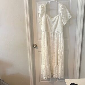 Draper James One Shoulder White Lace Dress